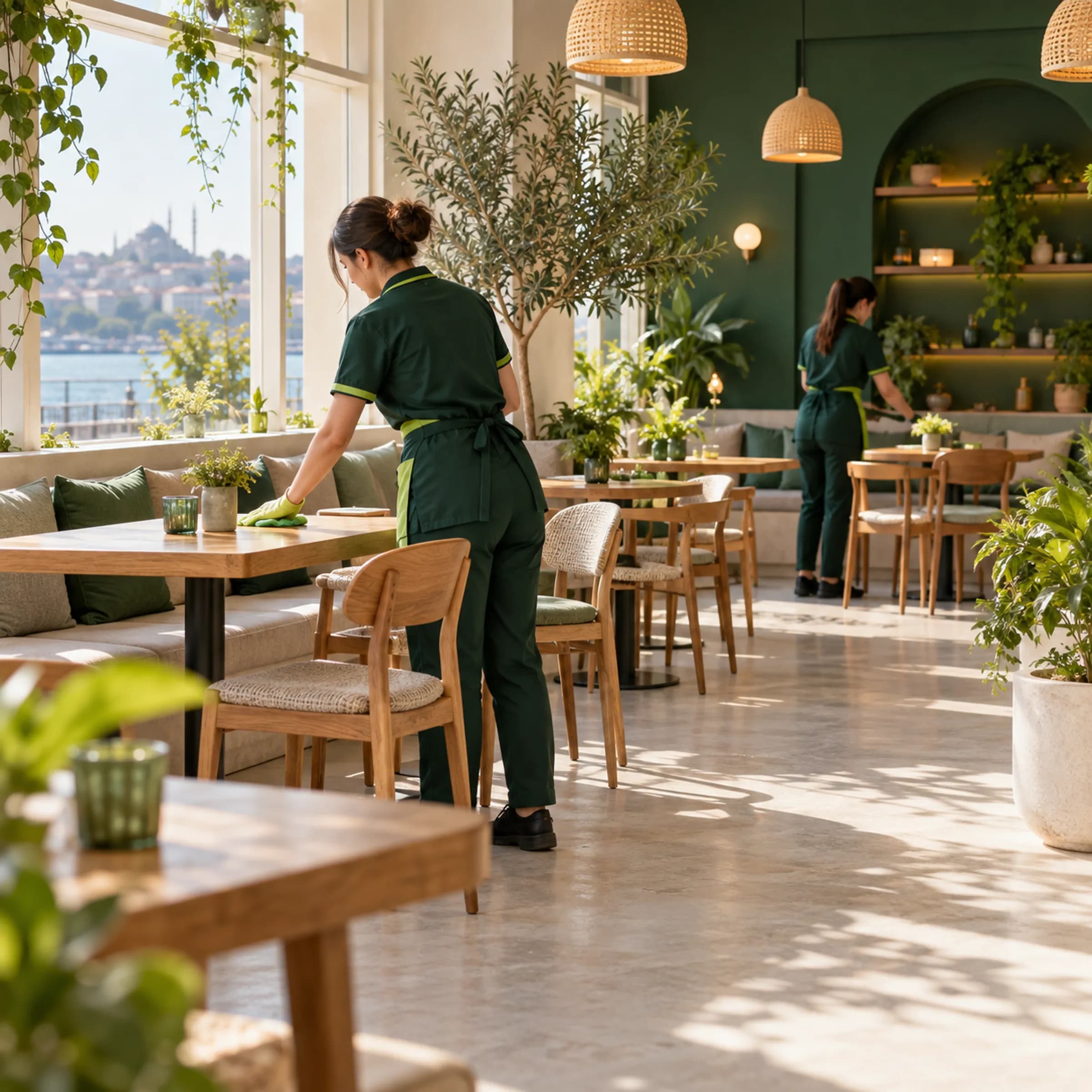 Yeşil duvarlı şık salon