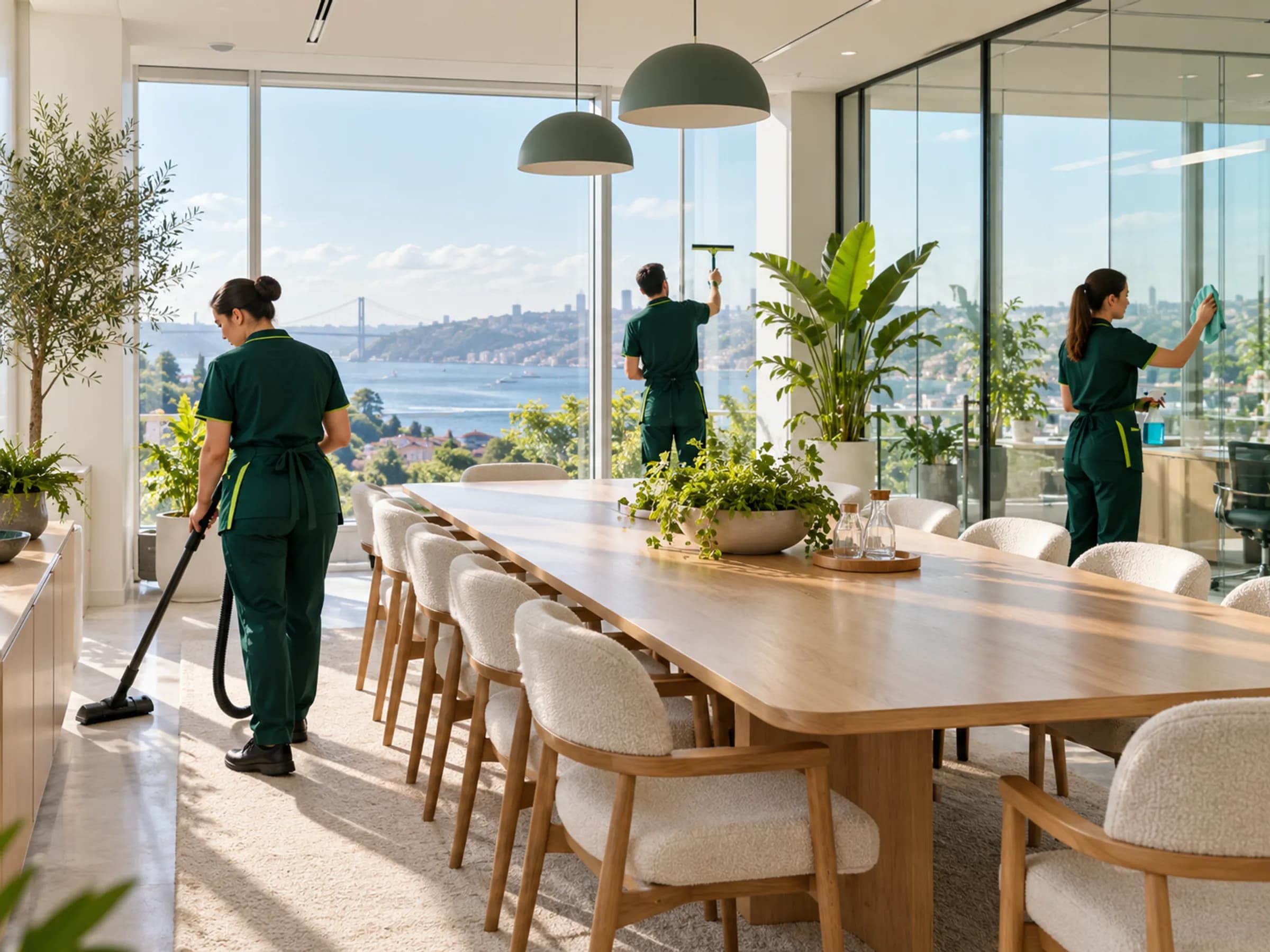 Cam duvarlı düzenli toplantı odası
